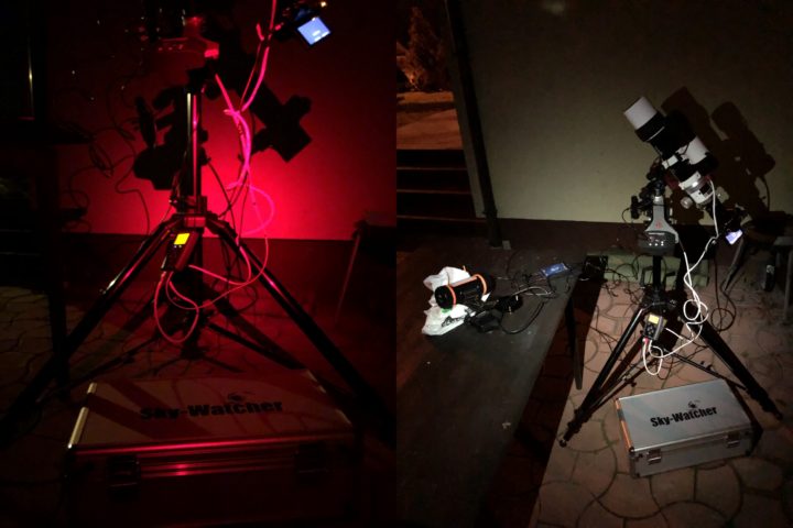 Brightening my astrophotography setup by Petzl ACTIC CORE by different light colors.