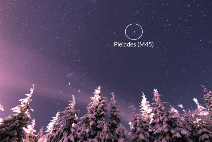 Pleiades on the wide-field image of the Winter Milky Way